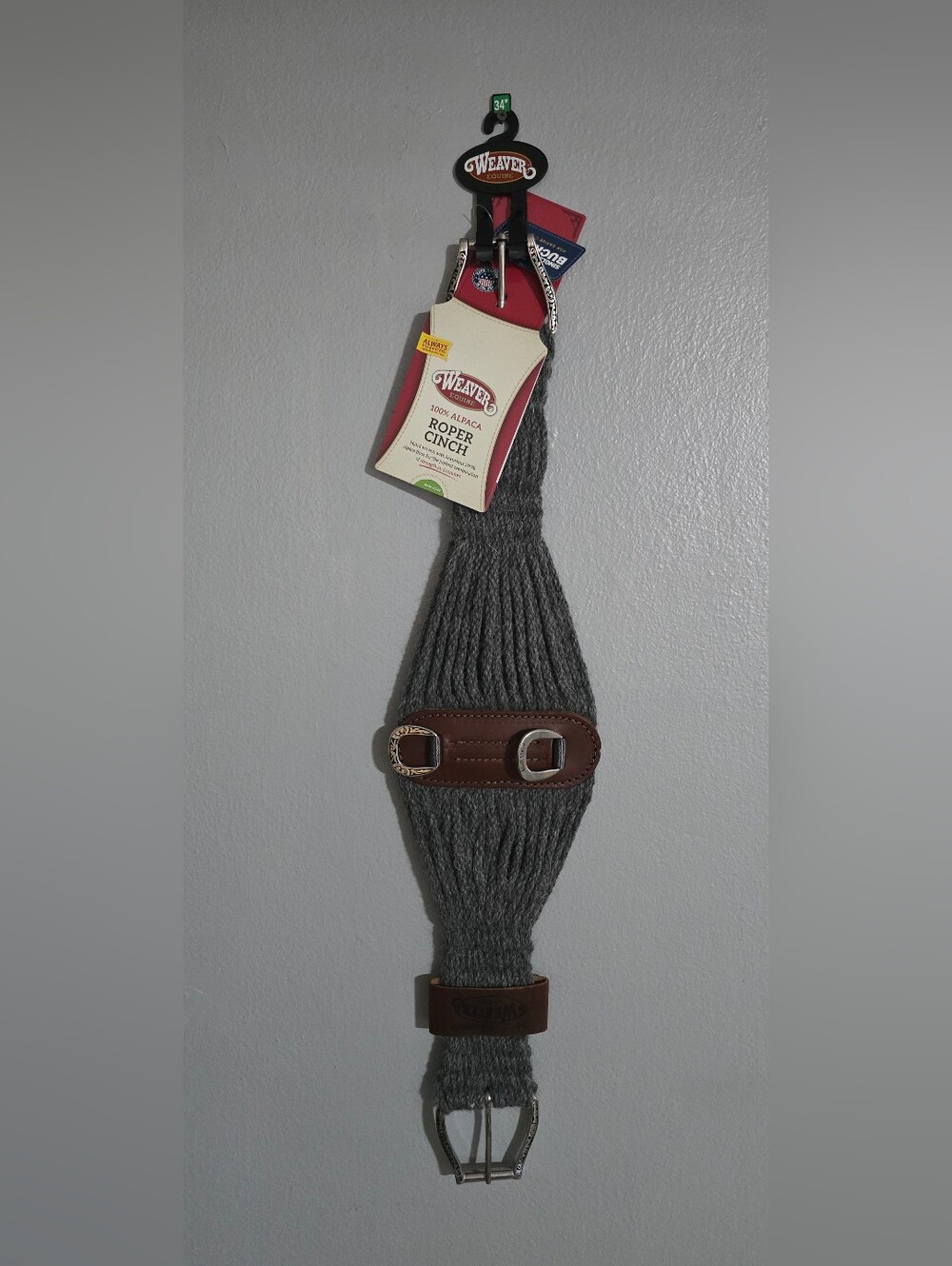 Weavers Rope Cinch in Gray with Brown Leather Accents